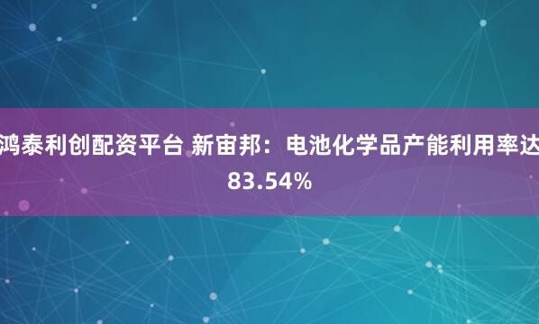 鸿泰利创配资平台 新宙邦：电池化学品产能利用率达83.54%